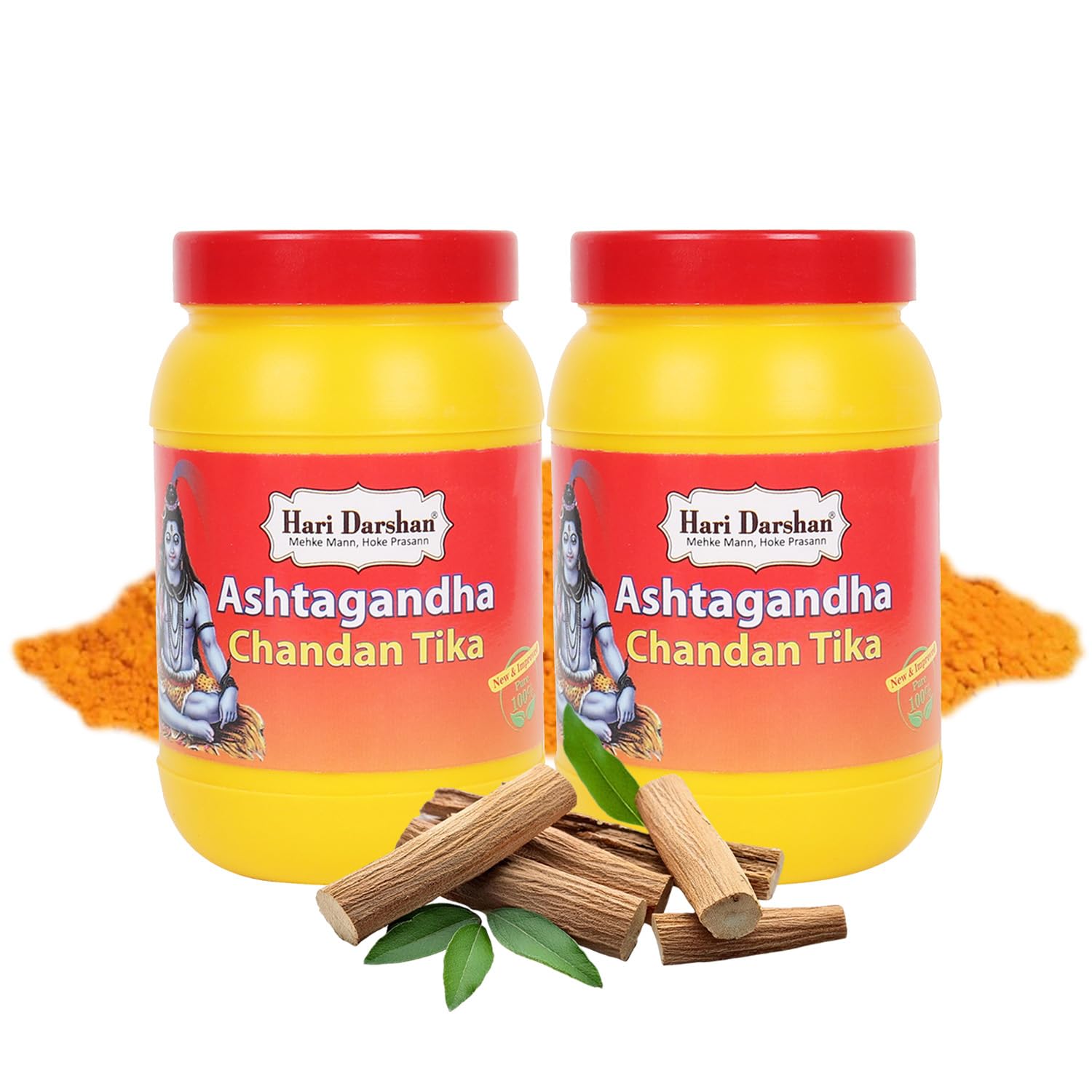 Hari Darshan Ashtagandha Chandan Tika | Herbal Tika with Chandan, Agar, Kumkum, Kapoor & Jatamansi | Safe for Skin | Divine Fragrance & Long-Lasting | for Pooja & Havan | Pack of 2 (250g Each)