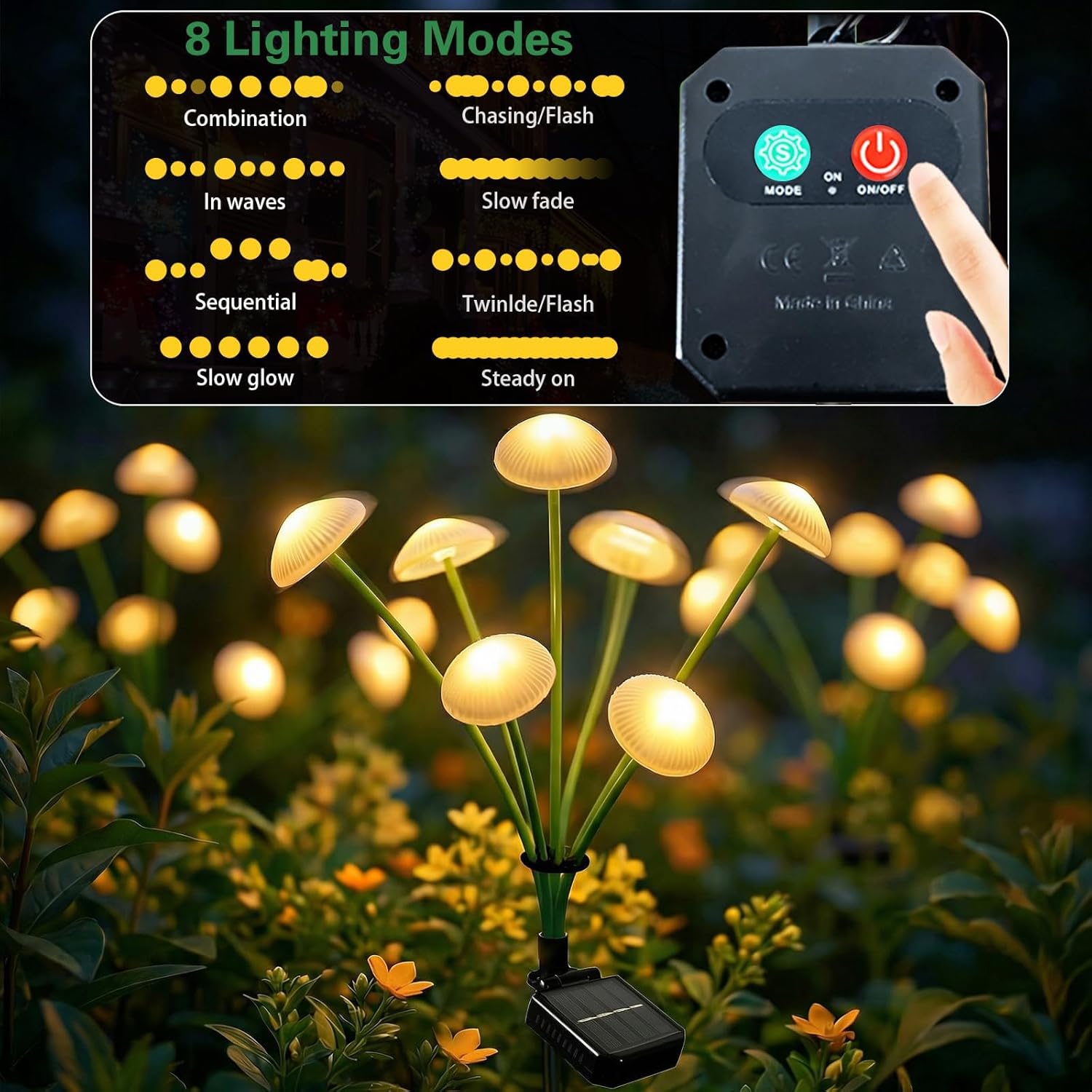 SyouHome Solar Garden Lights Outdoor (6 Pack, 48 LEDs, 8 Modes), Swaying Mushroom Lights, IP65 Waterproof Outdoor Decor for Garden, Yard, Patio, Pathway, Warm White Jellyfish Ambiance, Gifts for Women