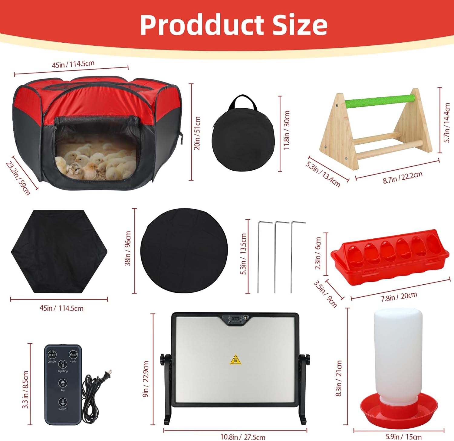 Chicken Brooder Box for Chick Starter Kit, 12.8 * 17.8 inch Large Brooder Heating Plate, Brooding Up to 30 Baby Chicks, Chicks Feeder＆Waterer, Nesting Pad, Perch, All-in-1 Chicken Brooder Set