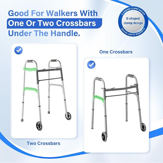 1 pcs Walker Platform Attachment with Adjustable Padded Cuff - Walker Platform Accessory to Preventing The Bracket from Sliding Down - U-Shaped Clamp Design Compatible with Most Walkers on The Market