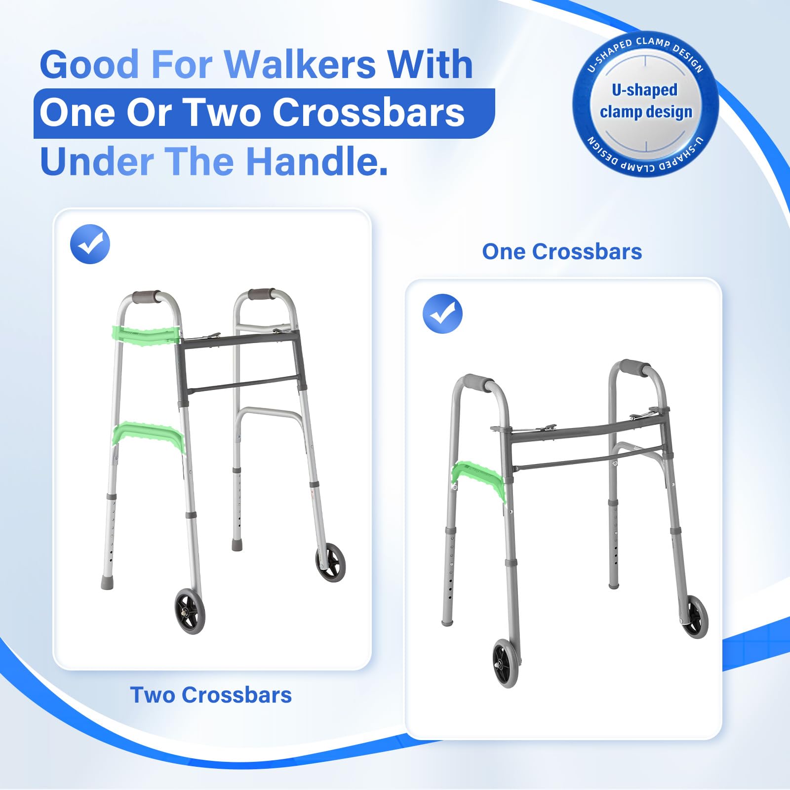 1 pcs Walker Platform Attachment with Adjustable Padded Cuff - Walker Platform Accessory to Preventing The Bracket from Sliding Down - U-Shaped Clamp Design Compatible with Most Walkers on The Market — Amazon image 2