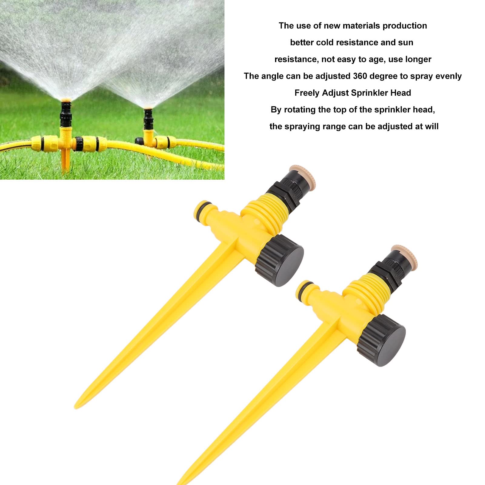 Irrigazione del prato, Irrigatore da giardino rotante a 360 gradi, 2 pezzi, ABS, plug-in