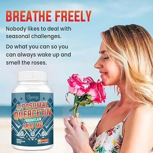 Miniatura 7 de 1600 MG Liposomal Quercetin Phytosome, 20X Higher Absorption, Quercetin with Bromelain, Zinc & Vitamin C, Quercetin Supplement for Immunity, Normal