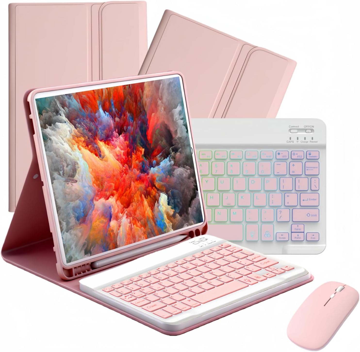Keyboard Case for iPad Air 11-inch (M3 2025 / M2 2024) & (Air 5th/ Air 4th Generation) –7-Color Backlit,Detachable Wireless Bluetooth Keyboard Case Thin & Light with Built-in Pencil Holder with Mouse.