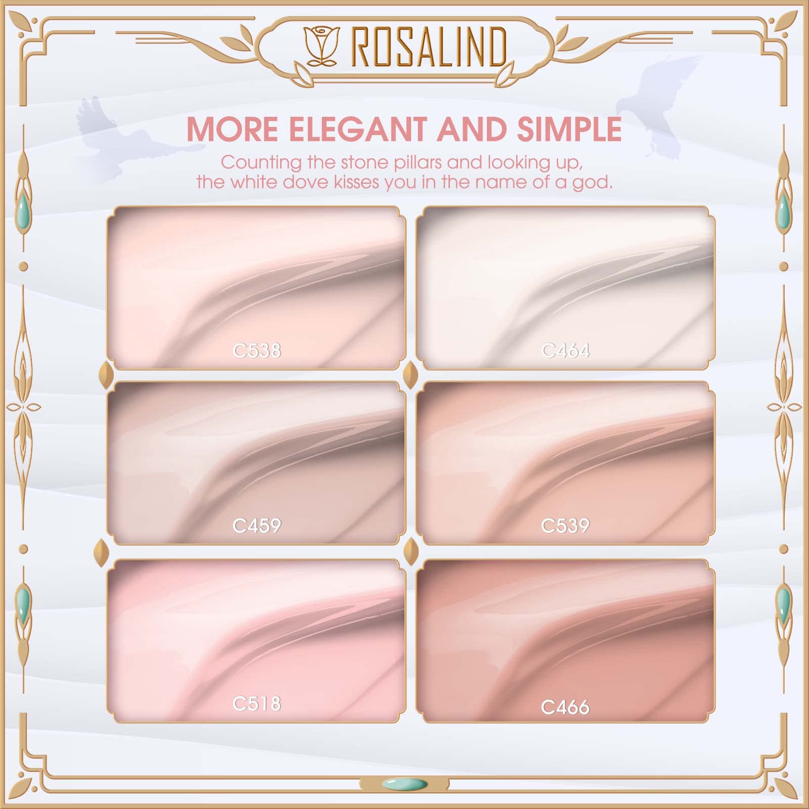 ROSALIND Esmaltes Semipermanentes para Uñas Jelly Rosa Rosa Claro Color Avena 6 Colores Gel Translúcido Clásico Kit Pintauñas Semipermanentes Uñas de Gel UV LED