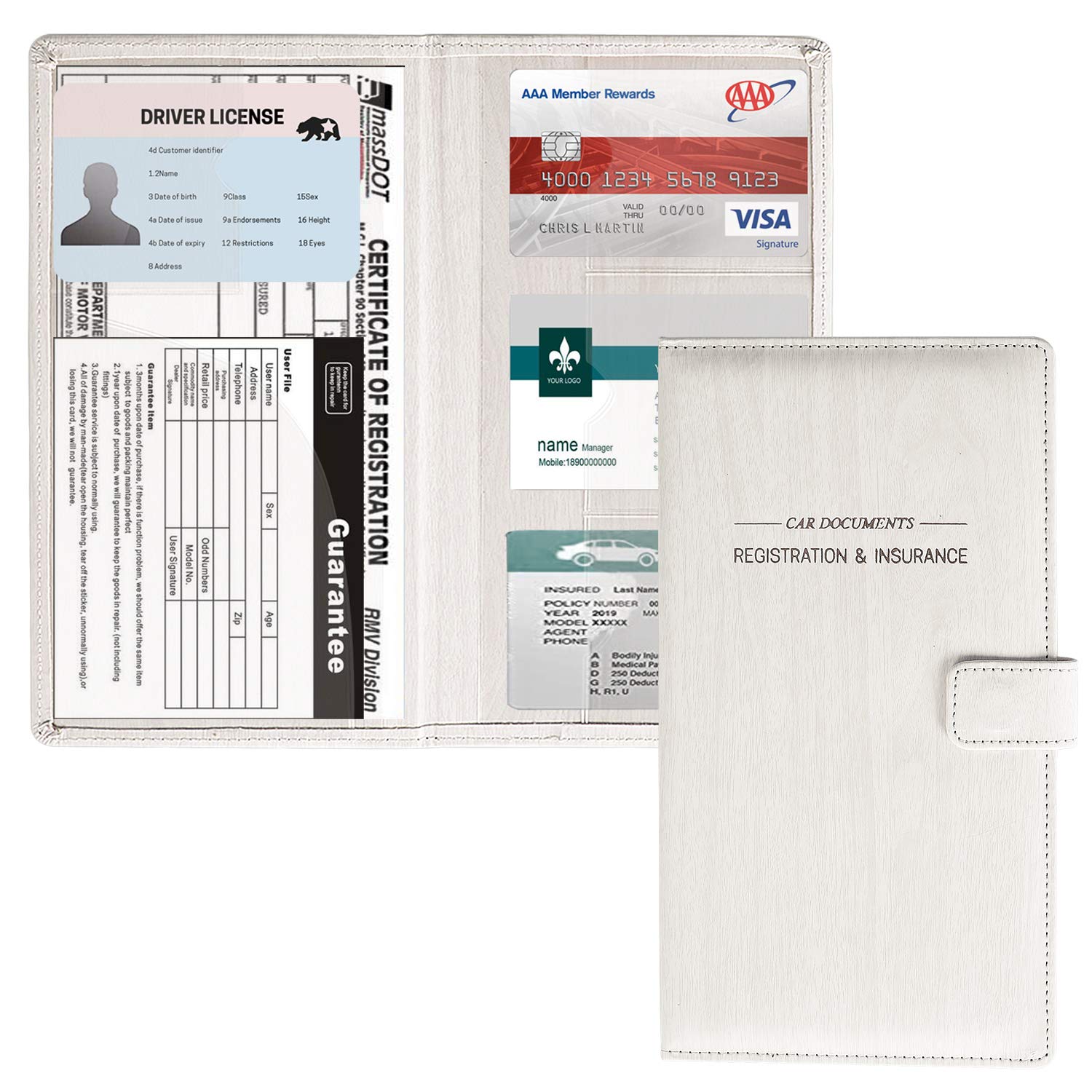 Amazon.com: GNEGNI Leather Car Registration and Insurance Card Holder, Auto  Truck Document Holder Vehicle Glove Box Paperwork Organizer Wallet with  Magnetic Closure for License, Cards & Essential Documents : Automotive