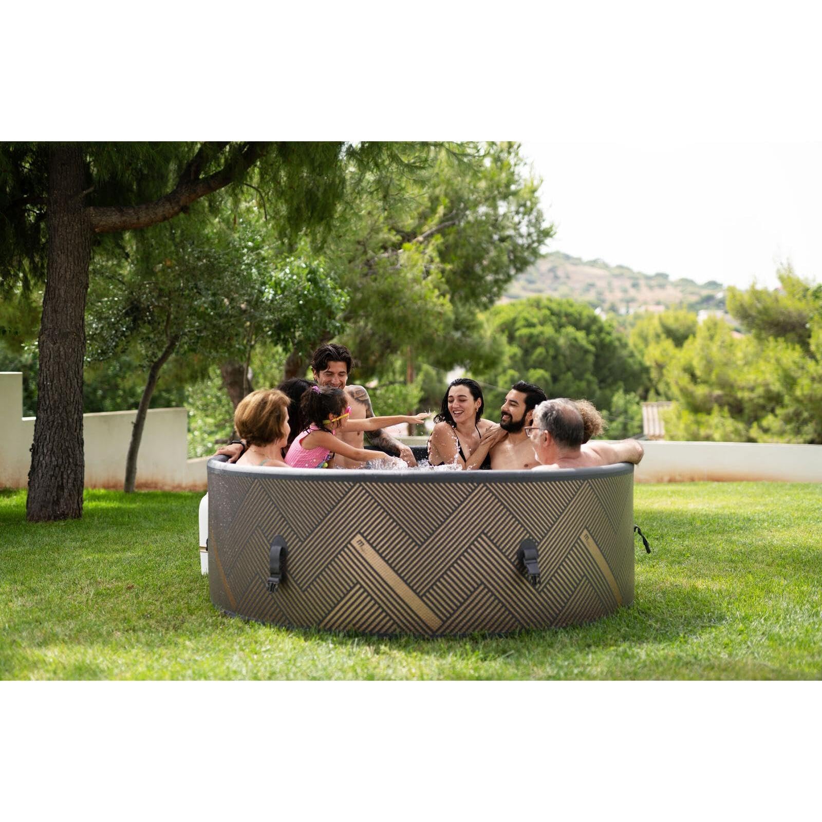 MSpa Mono-Eco SPA Hinchable semirrígido Circular 6-8 Personas con hidromasaje Air Jet, calefacción, filtración Inteligente, ozono y desinfección UVC