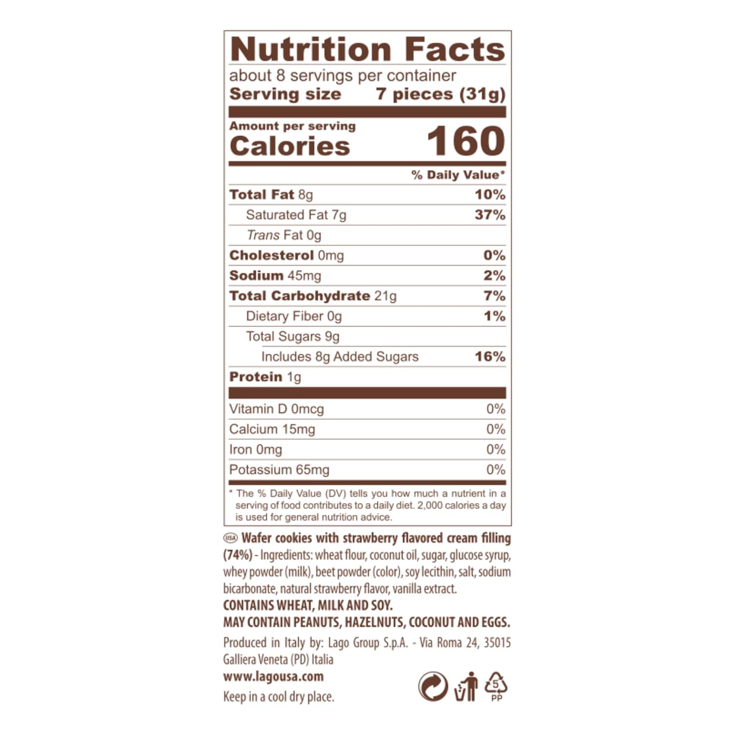 Gastone Lago Party Wafers, Strawberry, 8.82 oz – Italian Wafer Cookies with Strawberry Cream Filling, Non-GMO Verified, Authentic Taste of Italy [Pack of 3]