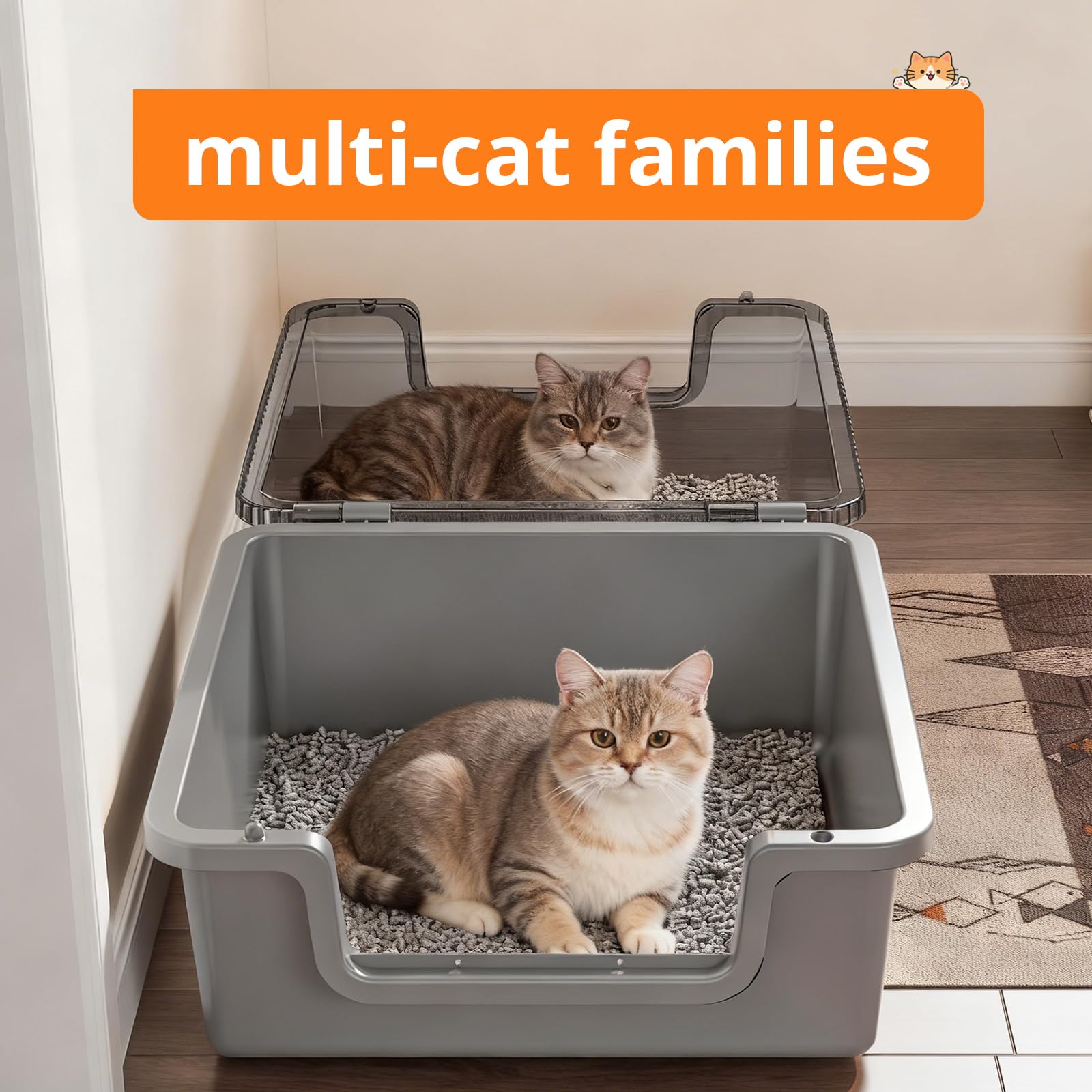 Oneluck XXL Covered Cat Litter Box with Scoop,Easy to Clean,Extra Large Non-Stick Pan for Multi-Cat Households - image 8