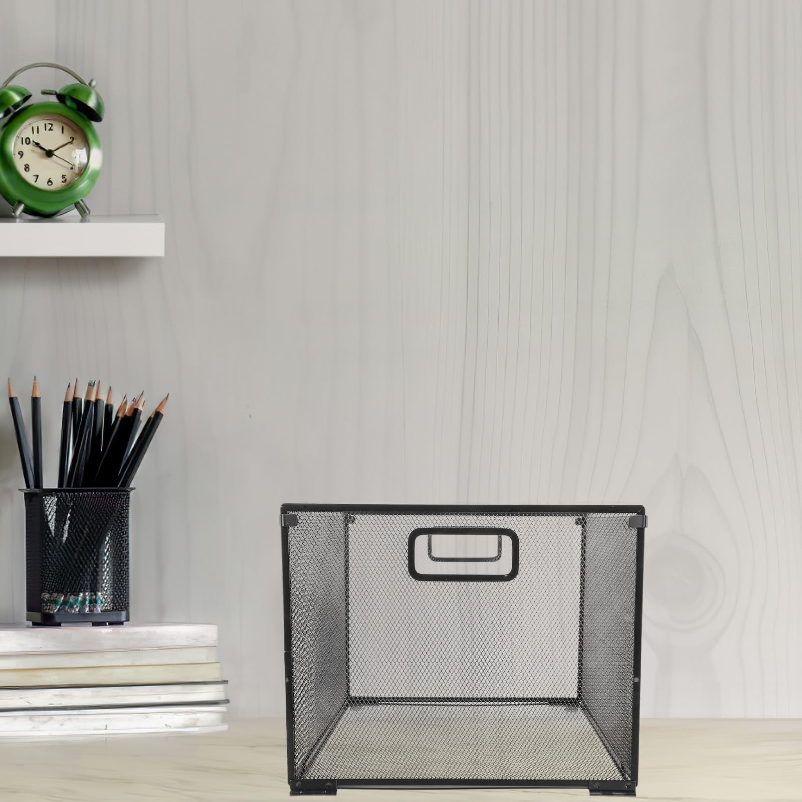 Porte-dossiers Suspendu en Fer Noir Pliable, Organisateur de Bureau Facile à Nettoyer Cadre en Maille, pour Rangement et Organisation sur Bureau