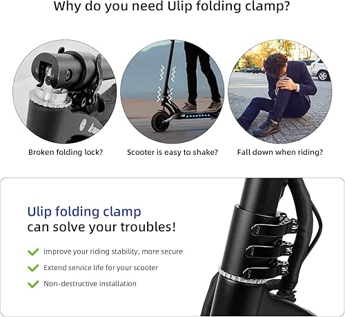 Miniatura 3 de ulip Patinetes eléctricos Abrazadera plegable Varilla vertical Piezas de bloqueo resistentes aprietan accesorios de abrazadera para Kaabo Mantis 10