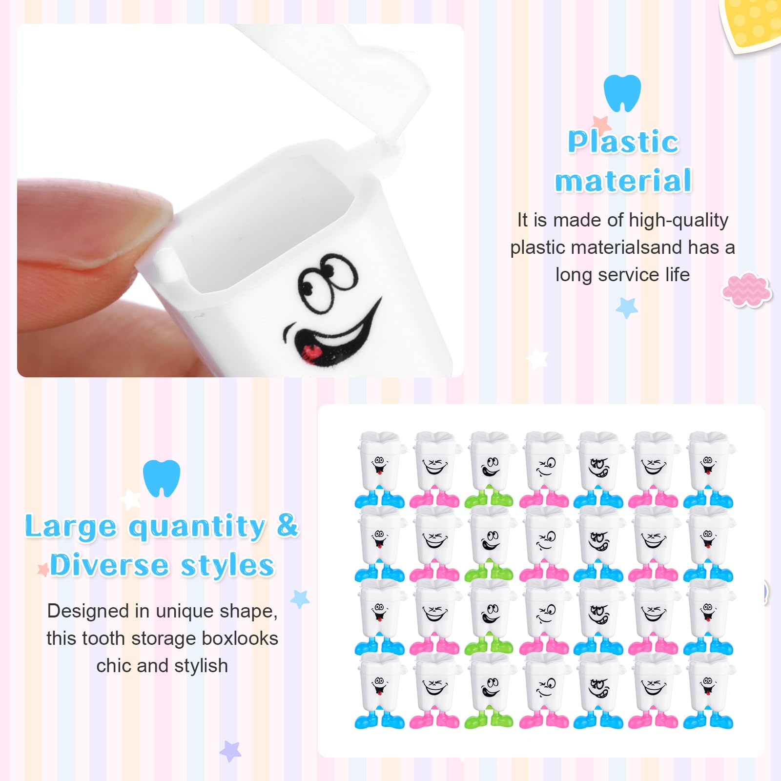 Chuangdi Caja de almacenamiento de 60 piezas para dientes de bebé, organizador de dientes de leche para bebé, caja de ahorro, regalo para niños perdidos, recuerdos para niños (expresión)