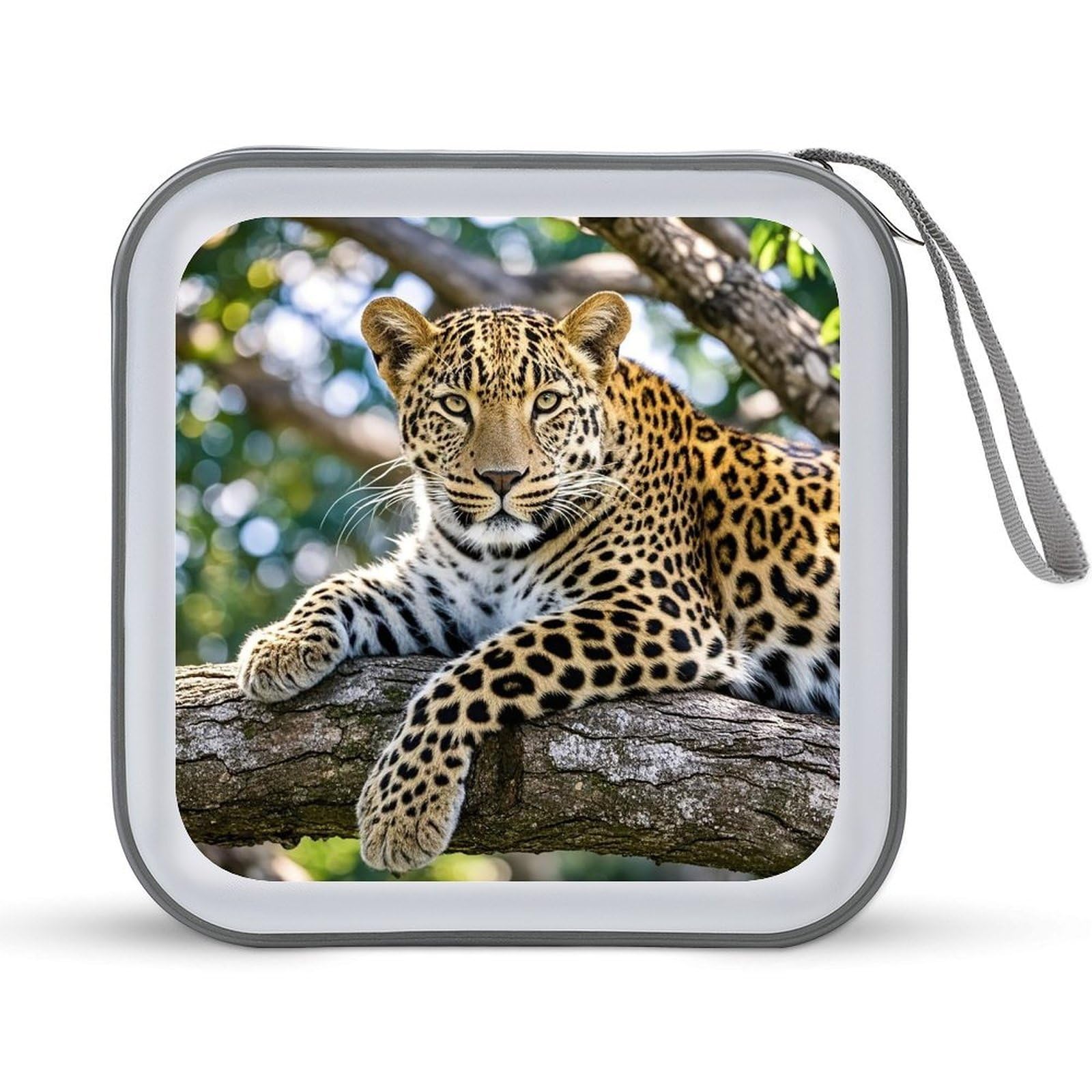 VstaDank Leopard DVD Case With Zipper Portable CD Case Hardshell DVD VCD Binder Storage Box EVA Protective Blu-ray Wallet 40 Capacity CD Wallet Movie Music Media Disc Wallets