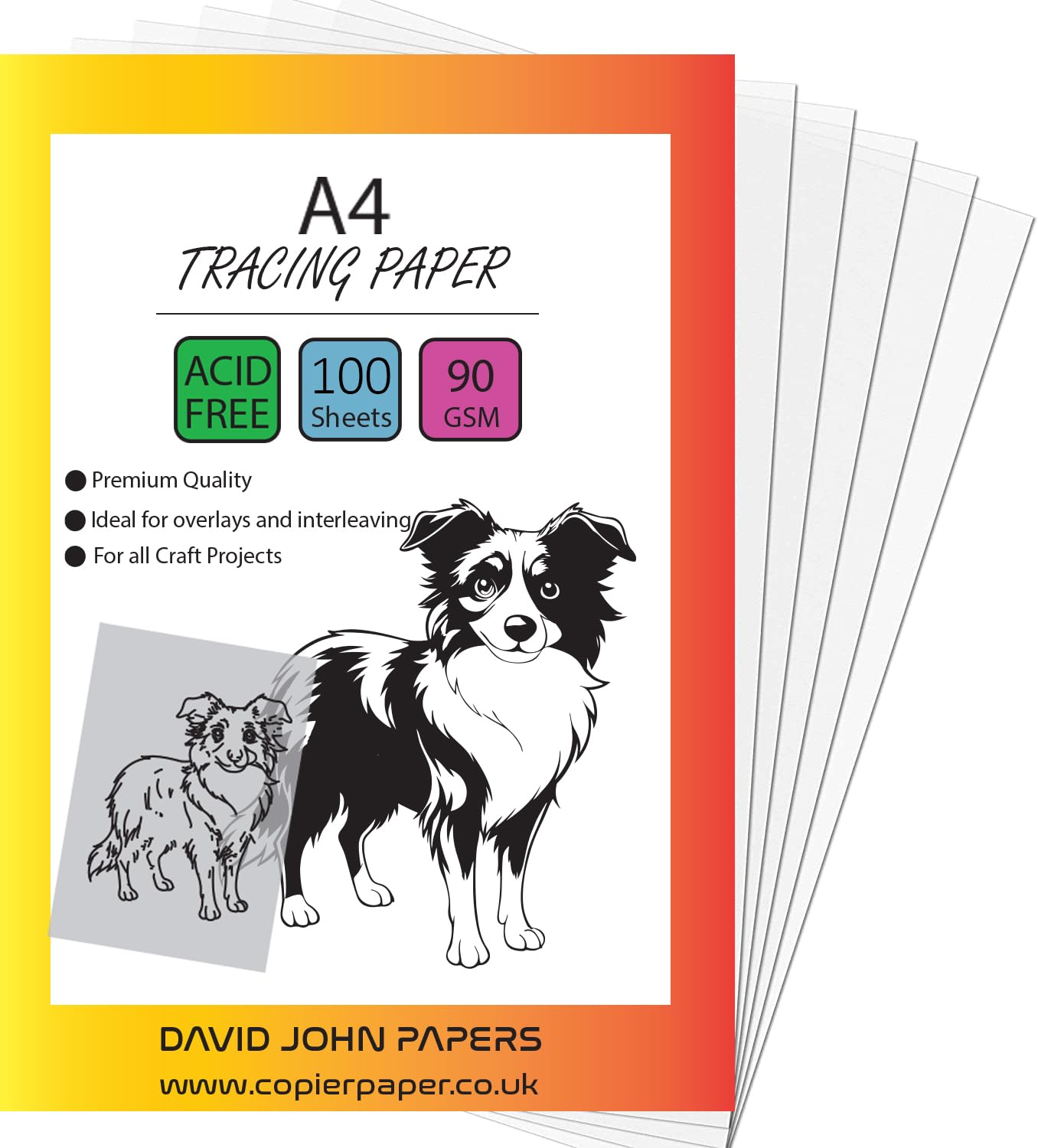 DJP Tracing Paper A4 100 Sheets 90gsm Translucent Drawing Art Vellum Acid Free High Transparency Technical Drawing Paper for Drawing Sketching Dressmaking