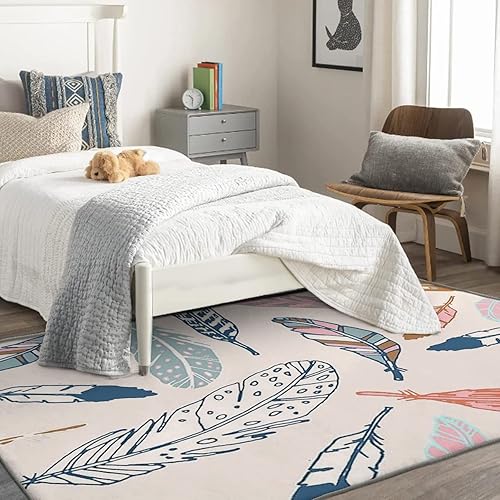 Miniatura 2 de Alfombra de plumas de 5 x 8 pies para dormitorio, sala de estar, alfombra de plumas para decoración de habitación de niños y niñas, alfombra de