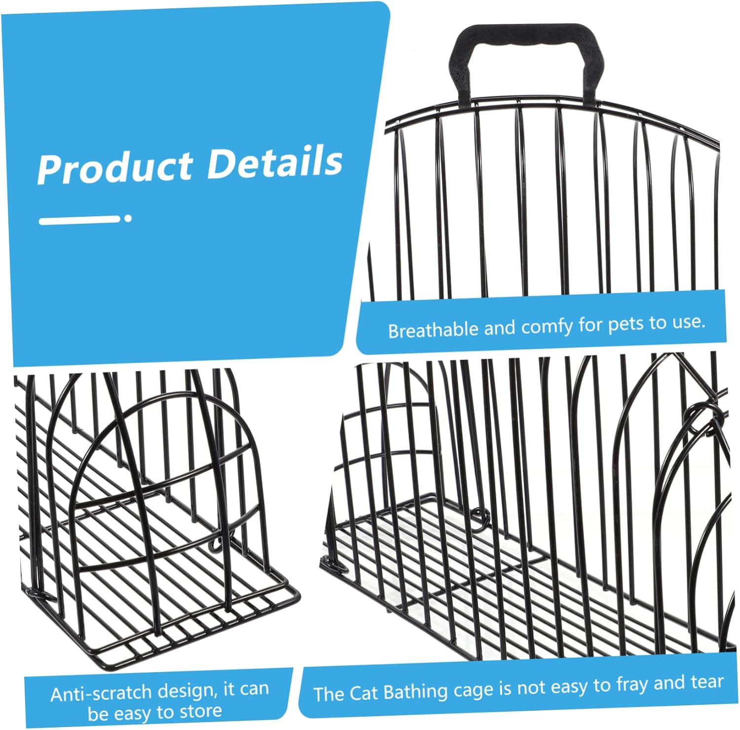 VANZACK Cat Grooming Cage Pet Shower Cage Sturdy Metal Drainage Netting Easy to Pet Supply