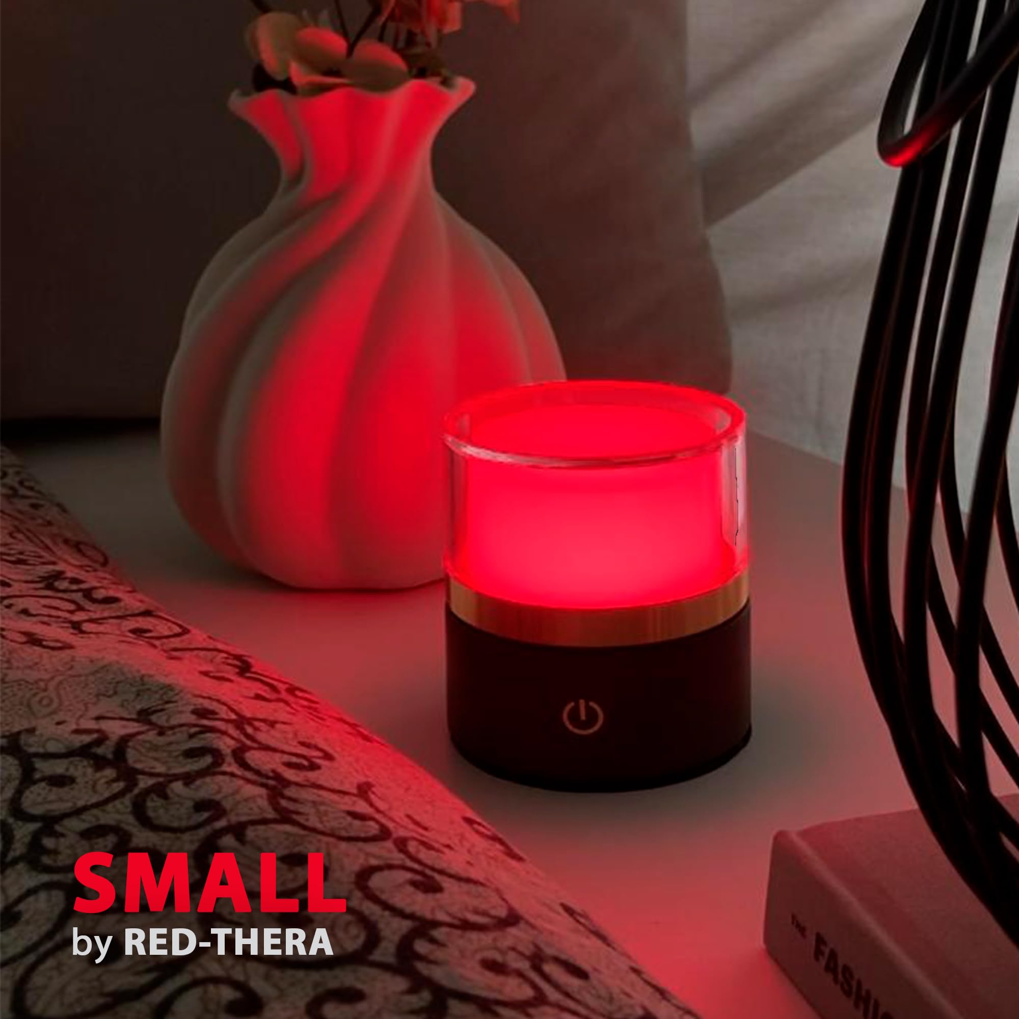 Lámpara de Luz Roja Circadiana 600nm – Sin Flicker, sin EMF, Portátil e Intensidad Regulable – Iluminación Roja Minimalista para un Ambiente Cálido, Sin Luz Azul – Materiales Premium. (Mini)