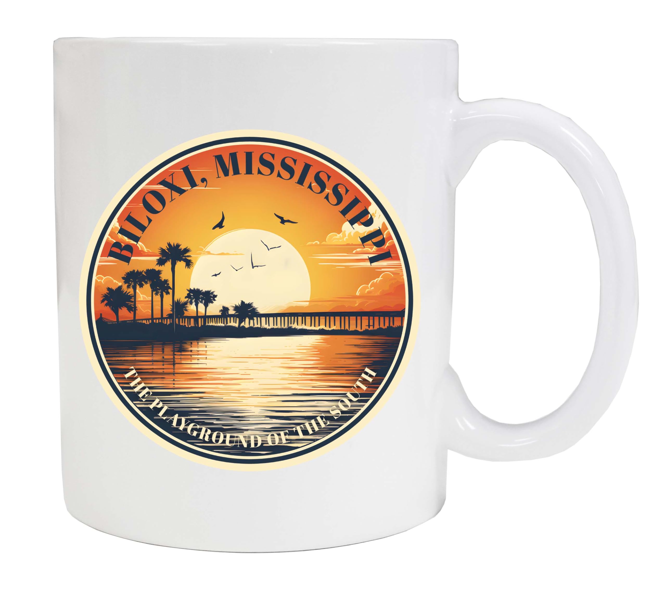 R and R Imports Biloxi Mississippi Design A Souvenir 12 oz Ceramic Coffee Mug White Single