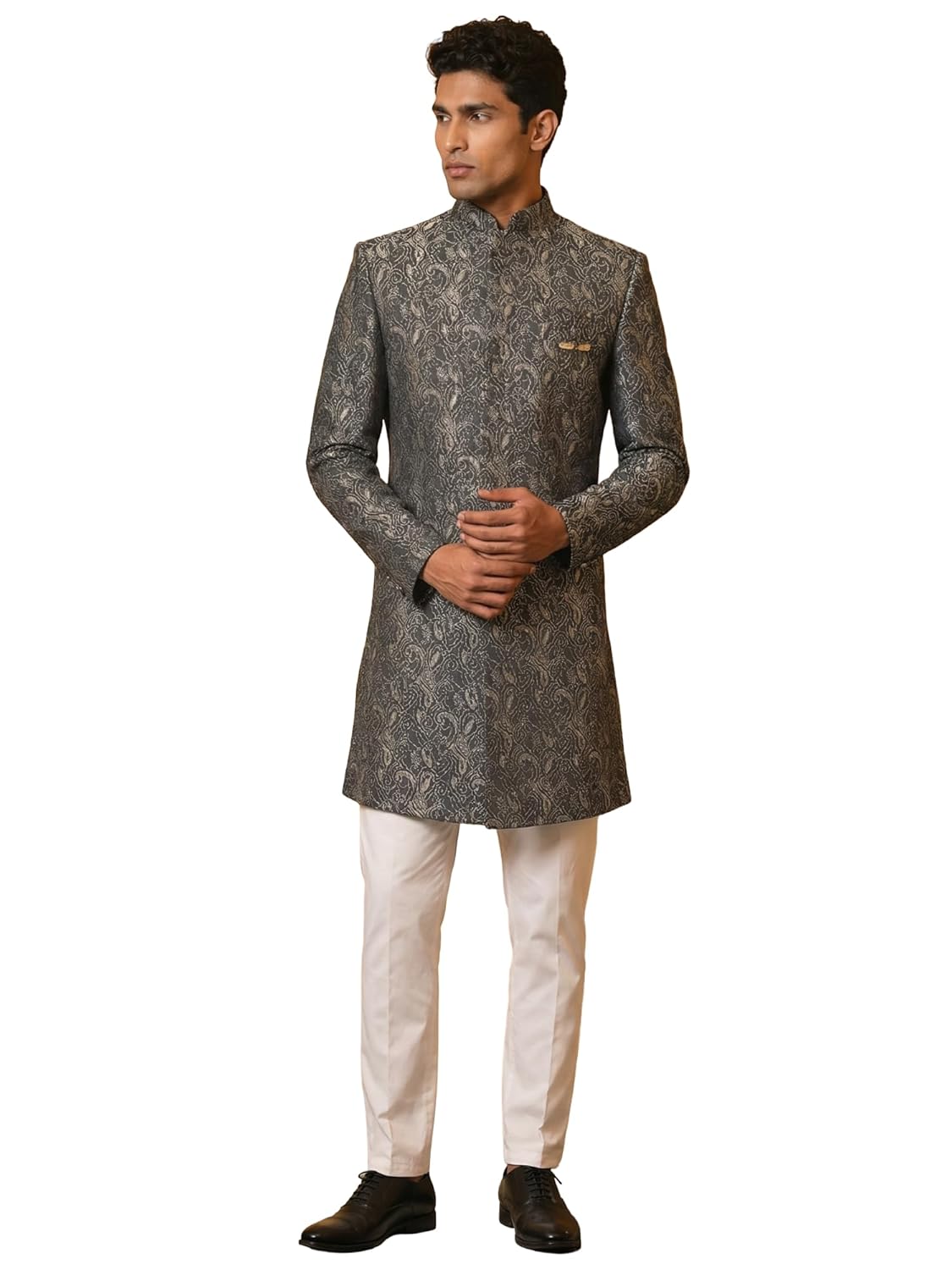 Jompers Men’s Woven Silk Jacquard Indo-Western Set Jompers Men’s Woven Silk Jacquard Indo-Western Set
