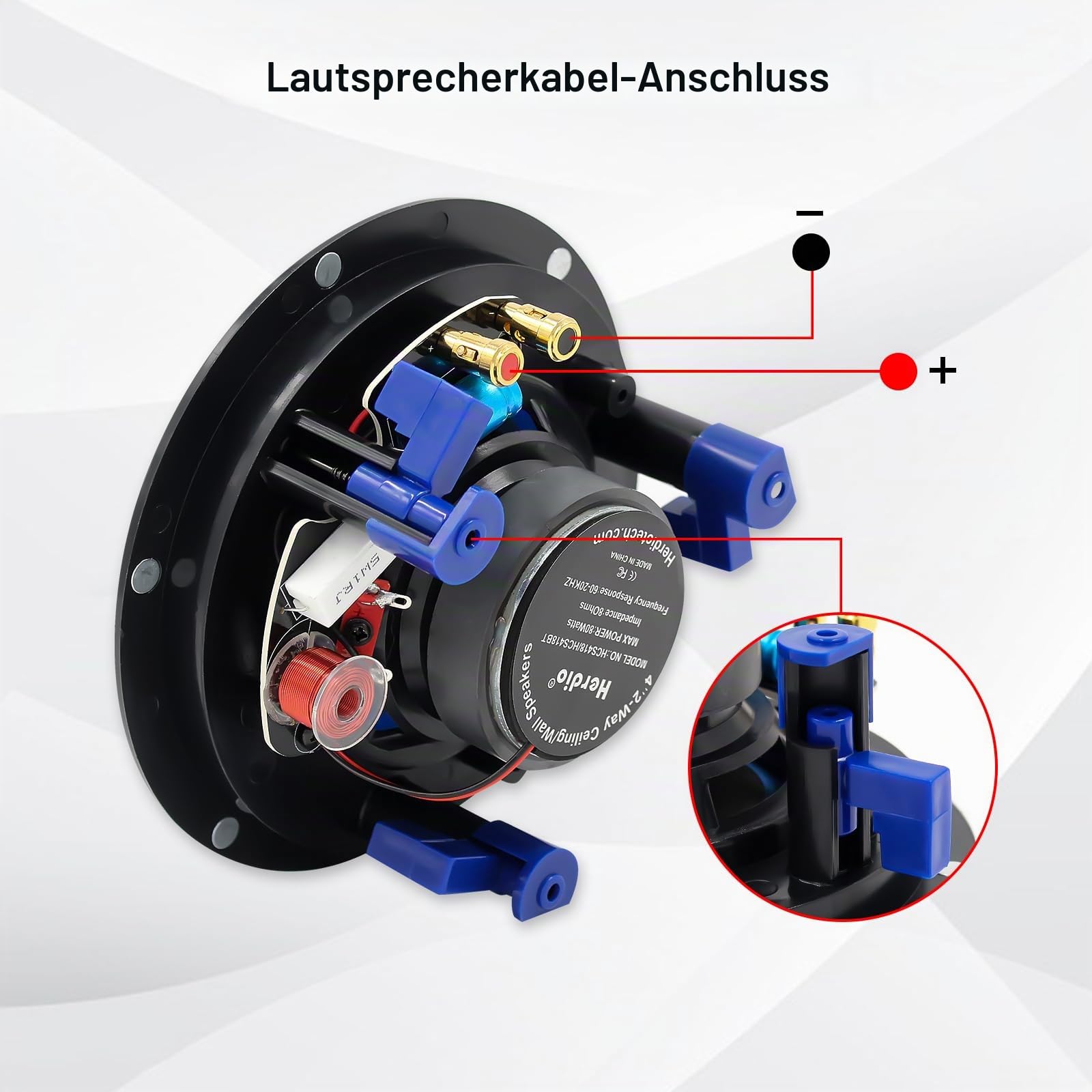 Herdio 4 Zoll Deckenlautsprecher, 160 Watt 2-Wege Flush Mount Einbaulautsprecher, Zur Montage an System, für Innen, Schlafzimmer, Badezimmer, Heimkino, überdachte Veranden