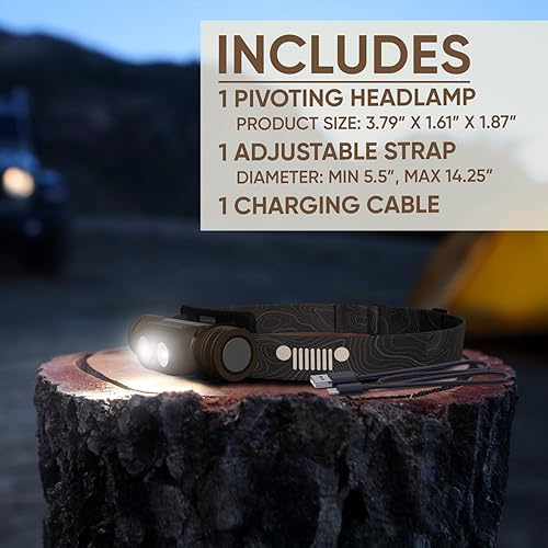 Miniatura 10 de Energizer Jeep HM-2000 - Linterna frontal recargable, fuente de alimentación híbrida, IPX4 resistente al agua, linterna frontal recargable