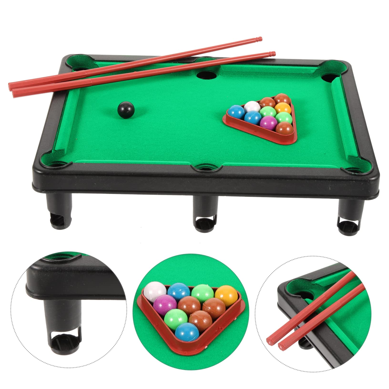 Toyvian Set 17 Mini Palline Da Biliardo In Resina Per Bambini – Con Rastrelliera Triangolare, Multicolore - 3