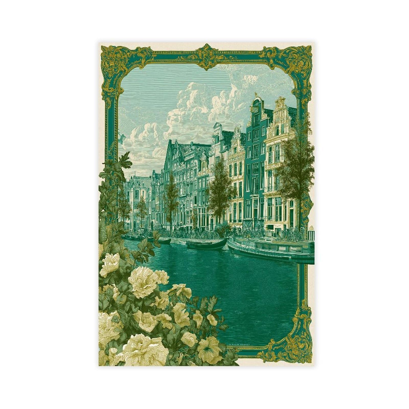 Agthwe Unframe-Style Amsterdam Canal Poster Canvas Poster For Dorm Room Decor Gift