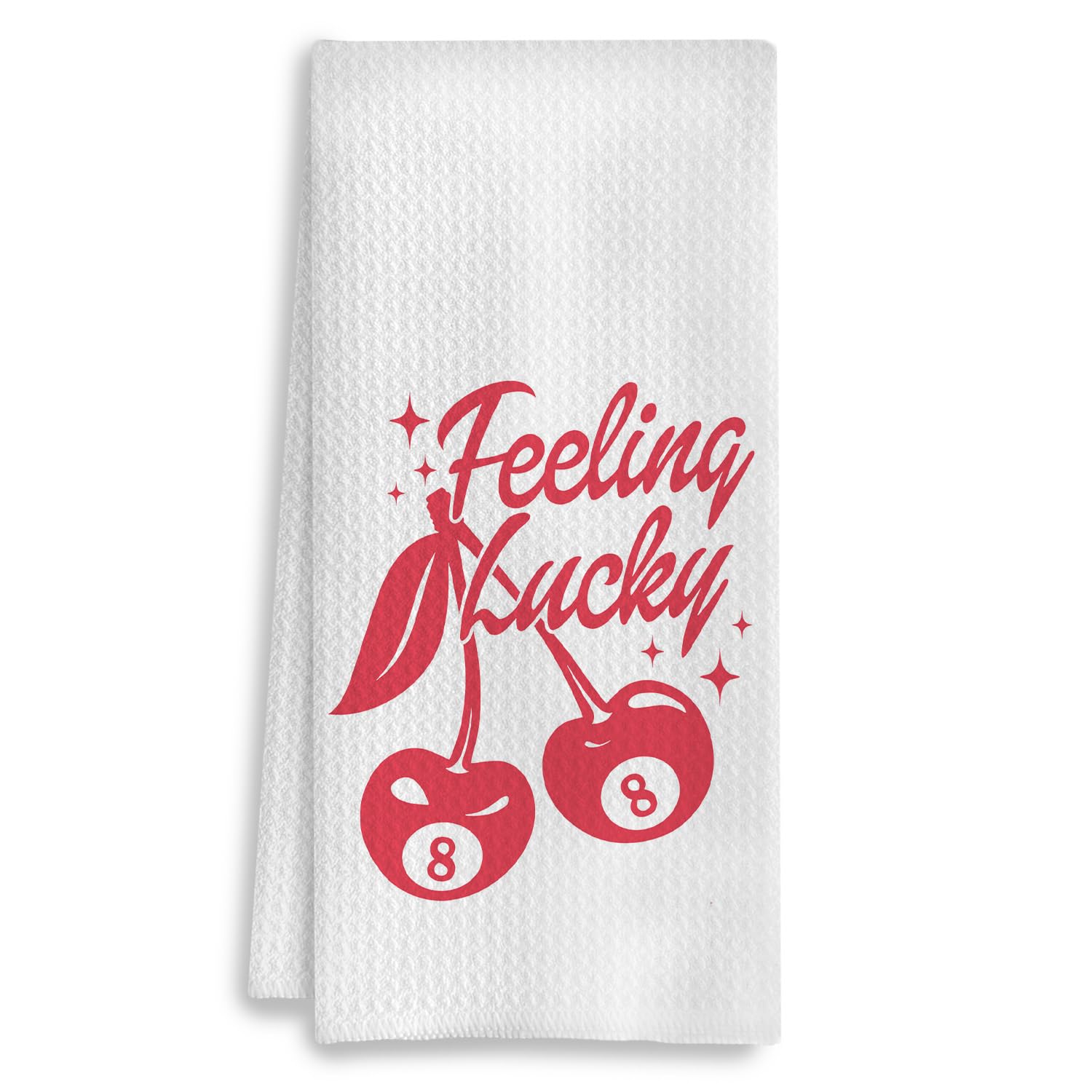 COWEB Preppy Kitchen Towels, Funky Trendy Retro Y2K Lucky 8 Ball Cherry Decorative Hand Towels for Bathroom Kitchen, Vintage Boho Beige Black Dish
