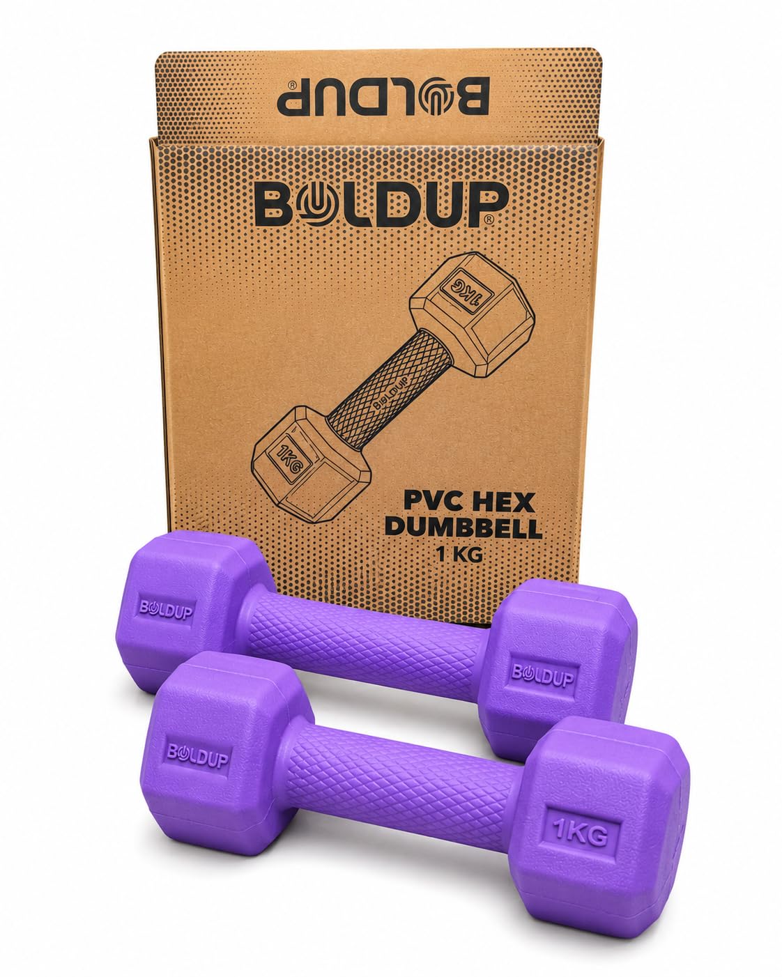 Hex PVC Dumbbells Pair 1KG | Lightweight Fitness Weights for Beginners 1 Kg, Purple, Set of 2,-image-43