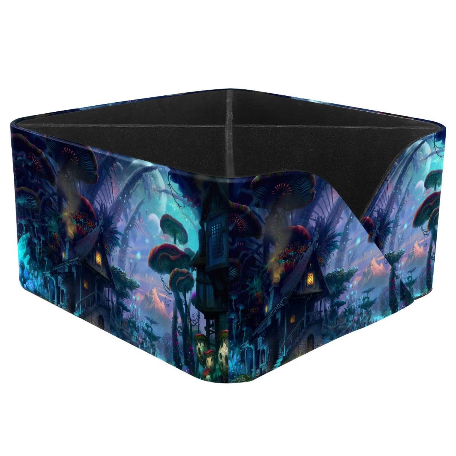 KengjuTesu Magic Mushroom Paradise Desktop Organizer Pen Holder, Rectangular Pencil Cup for Office, Study and Makeup Stations