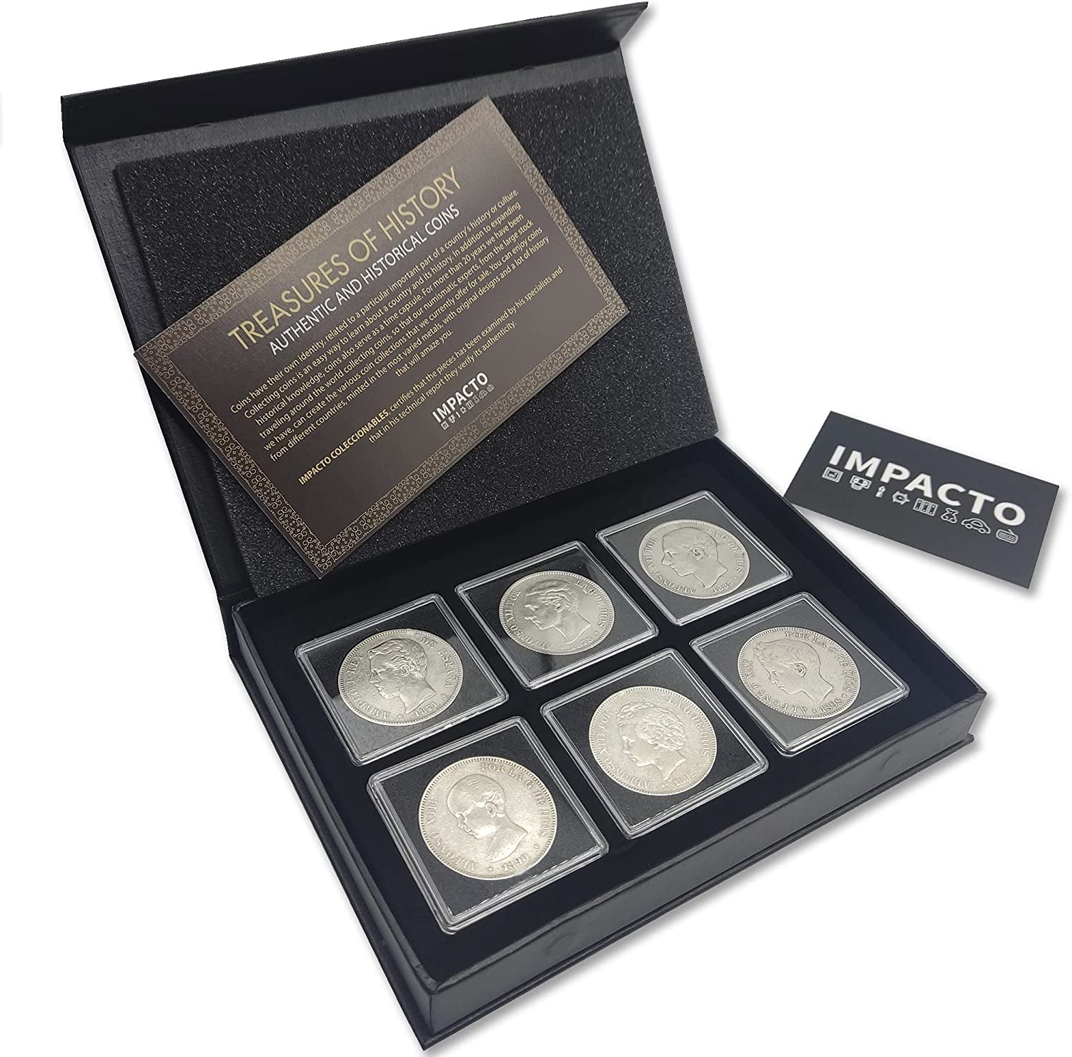 Monedas Españolas - Colección Completa de 6 Monedas 5 Pesetas de Plata (1871-99). Los Duros de Plata de la Monarquía