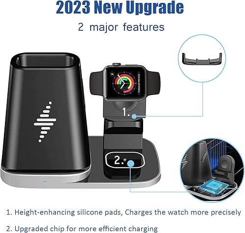 Miniatura 3 de TOP SKY Estación de carga inalámbrica 4 en 1 con organizador de escritorio, cargador inalámbrico Qi compatible con iPhone 131211, iWatch 2 3 4 5 6