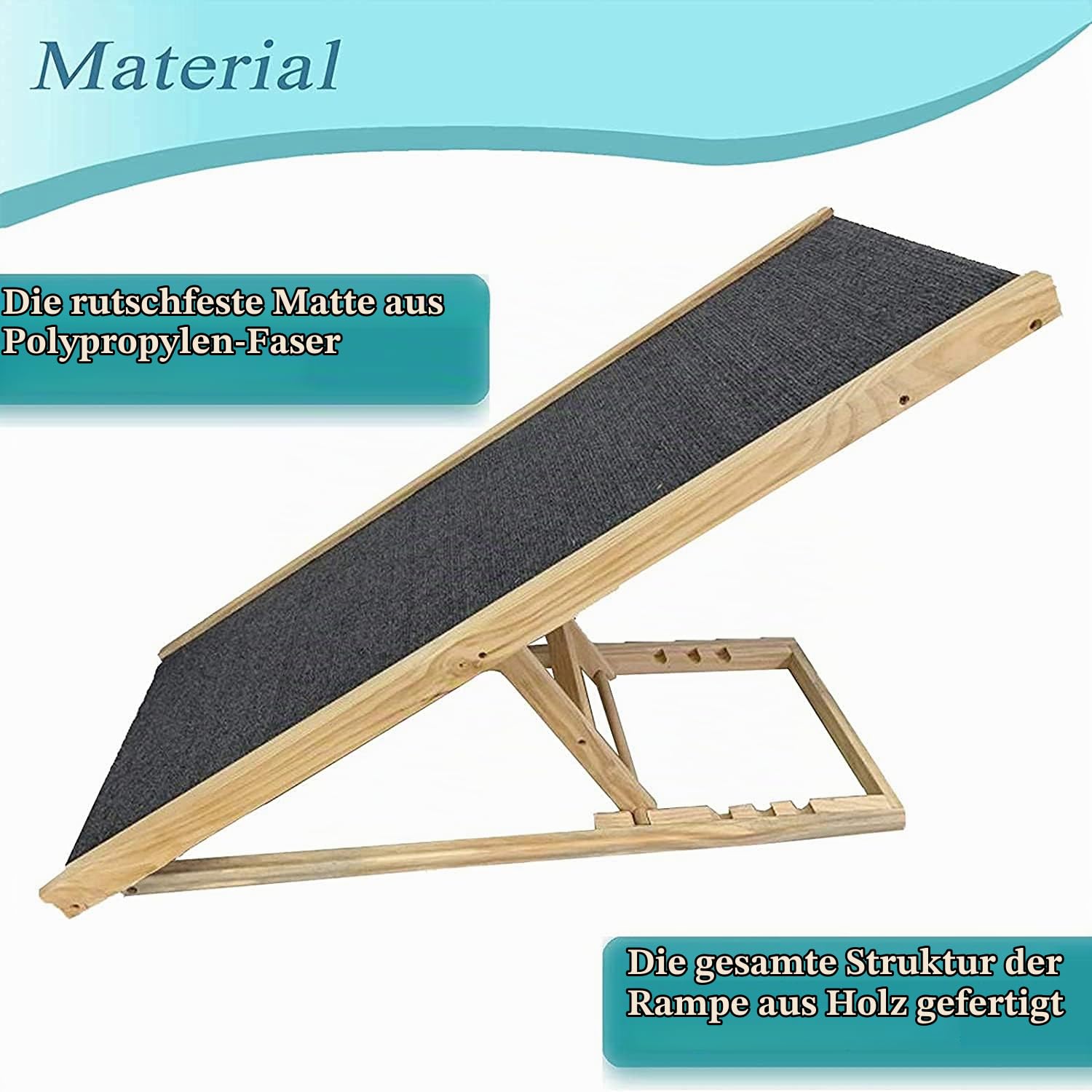 Hunderampe Auto klappbar, Höhenverstellbare Hundetreppe Katzenrampe für Sofa und Bett – Auto Dog Rampe aus Echtholz, Anti-Rutsch Haustierrampe für Indoor & Outdoor, Leichtes Design, 30 / 40CM Höhe