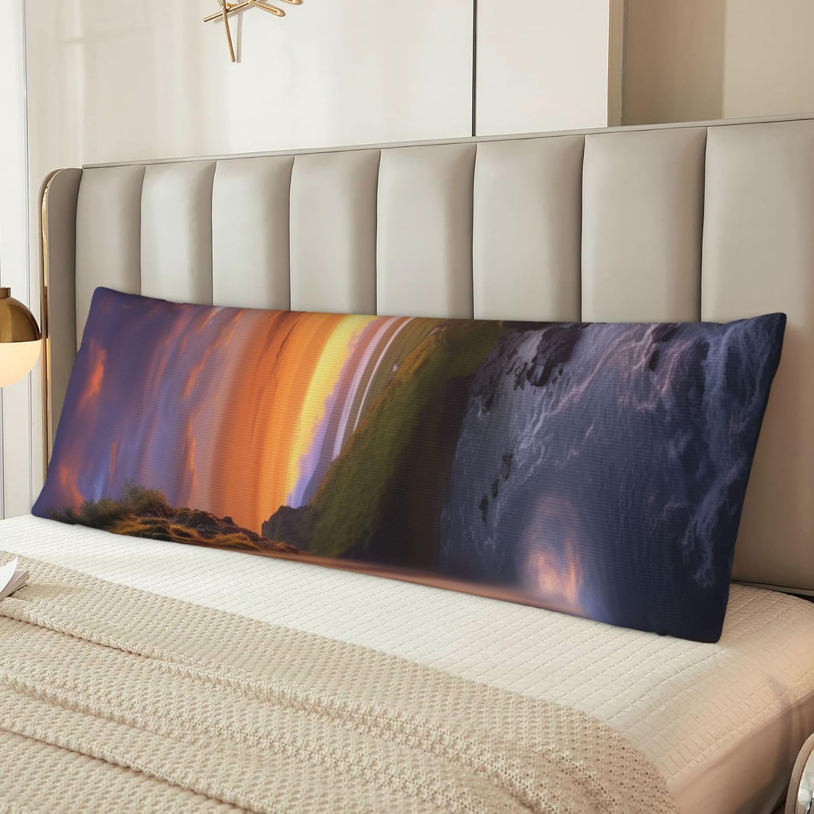 Waterfall at Sunset Body Pillow Case Cover, Microfiber Long Pillow Cases, Ultra Soft and Cozy Plush Body Pillowcase Decorative Long Bed Pillow Cover for Sleeping 20x54 Inches