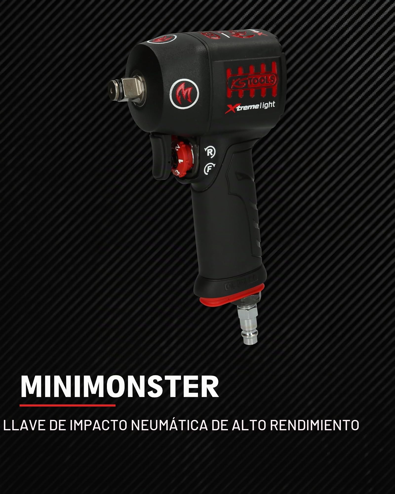 KS Tools 515.1150 1/2" Atornillador de impacto neumático de alta potencia miniMONSTER Xtremelight con 1.390 Nm