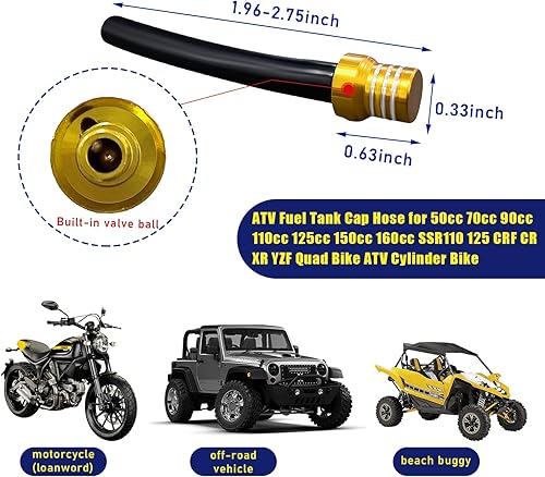 Miniatura 8 de 2 tapas de tanque de combustible para manguera de respiradero, tubo de ventilación de válvula de tanque unidireccional CNC con válvula de