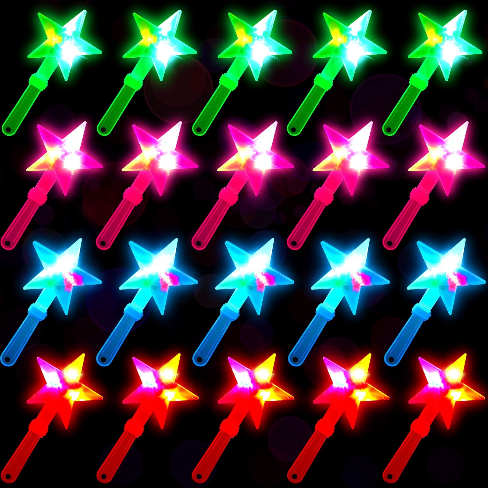 LED Star Hand Clapper, 20 Pcs 10.6 Inch Light up Star Shape Clappers Noise Makers, Suitable for Sporting Events, Birthday, Carnival, Concerts, Game, Graduation(Random Color)