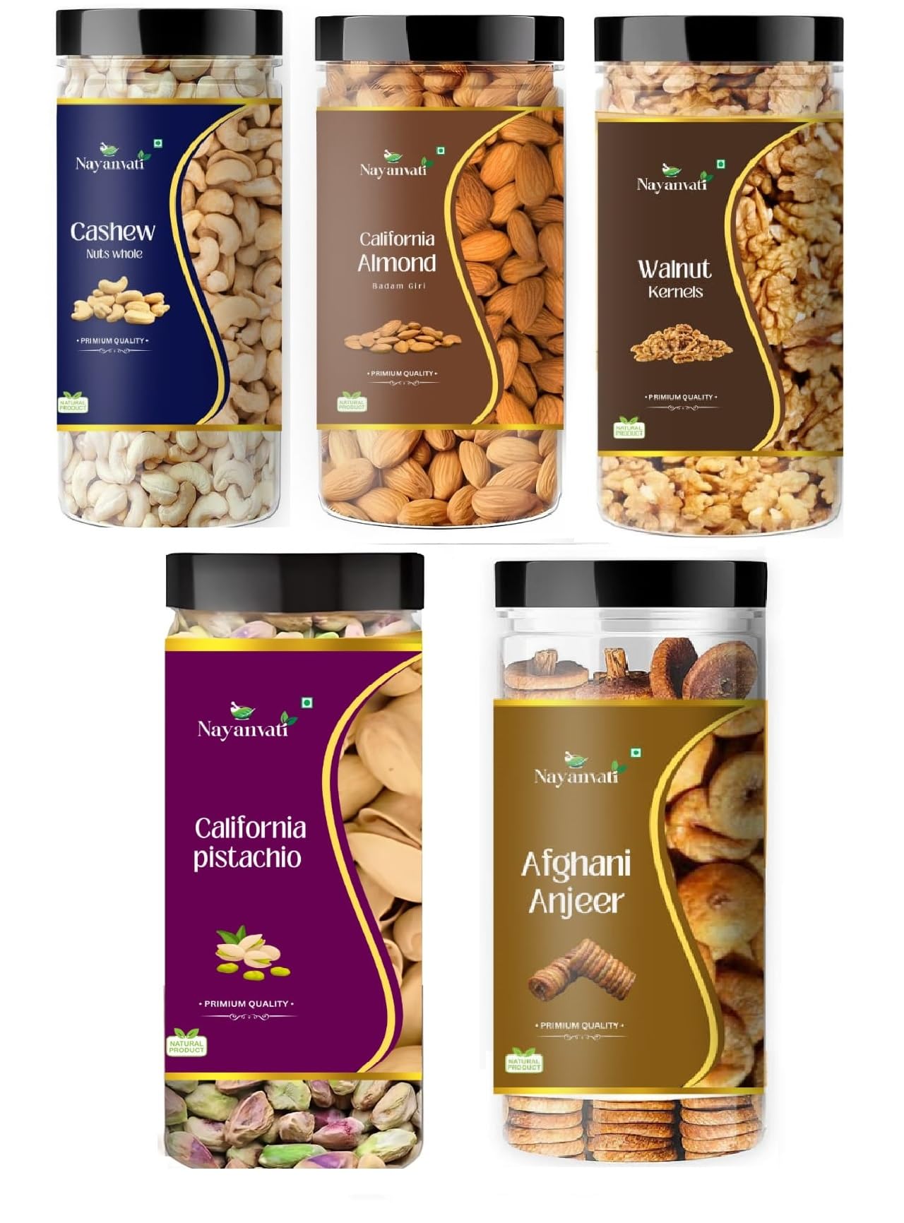 Nayanvati Premium Dry Fruits Combo Pack of 500 gms | Whole Cashews, Almonds, Pistachios, Anjeer, Walnut Kernels | Healthy Dry Fruits | Kaju, Akhrot, Pista, Anjeer & Badam Healthy Snacks (B0D9FMC3NR) Amazon Price History, Amazon Price Tracker