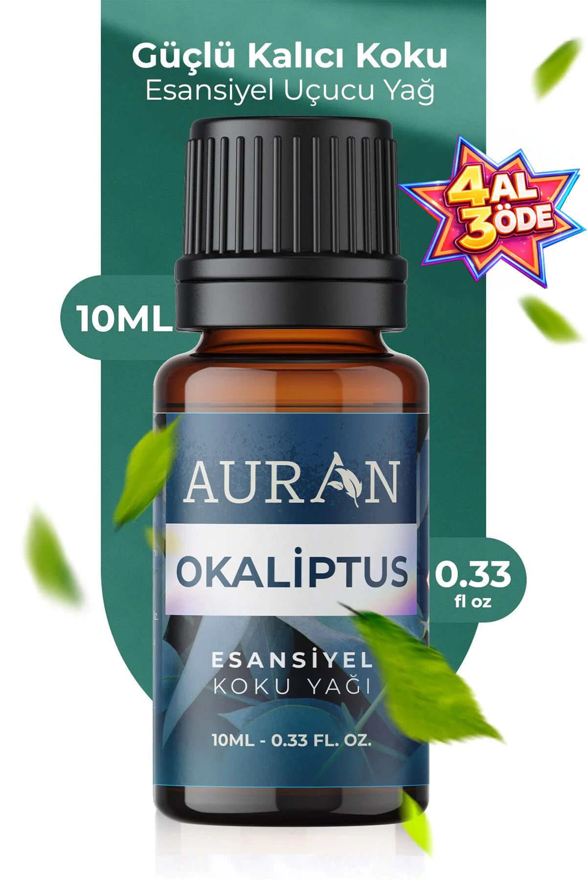 AURAN Okaliptus Esansiyel Uçucu Koku Yağı Difüzör Esansı Buhurdanlık Yağı Aromaterapi Yağı 10ml