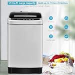 Giantex Full Automatic Washing Machine, 2 in 1 Portable Laundry Washer, 1.5Cu.Ft 11lbs Capacity Washer and Dryer Combo, 8 Programs & 10 Water Levels, Stainless Steel Barrel, Effort Saving Top Load Washer for Apartment Dorm (Gray)