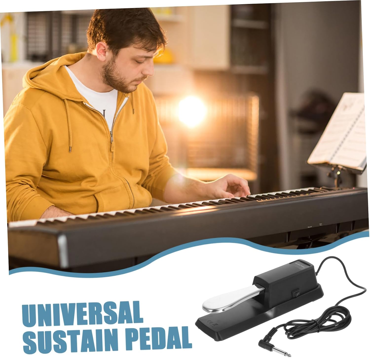 Universal Sustain Pedal for Piano Synthesizer Foot Pedal Polarity Switch Compatible Electronic Keyboards and MIDI Keyboards Professional Musical Instrument Accessory