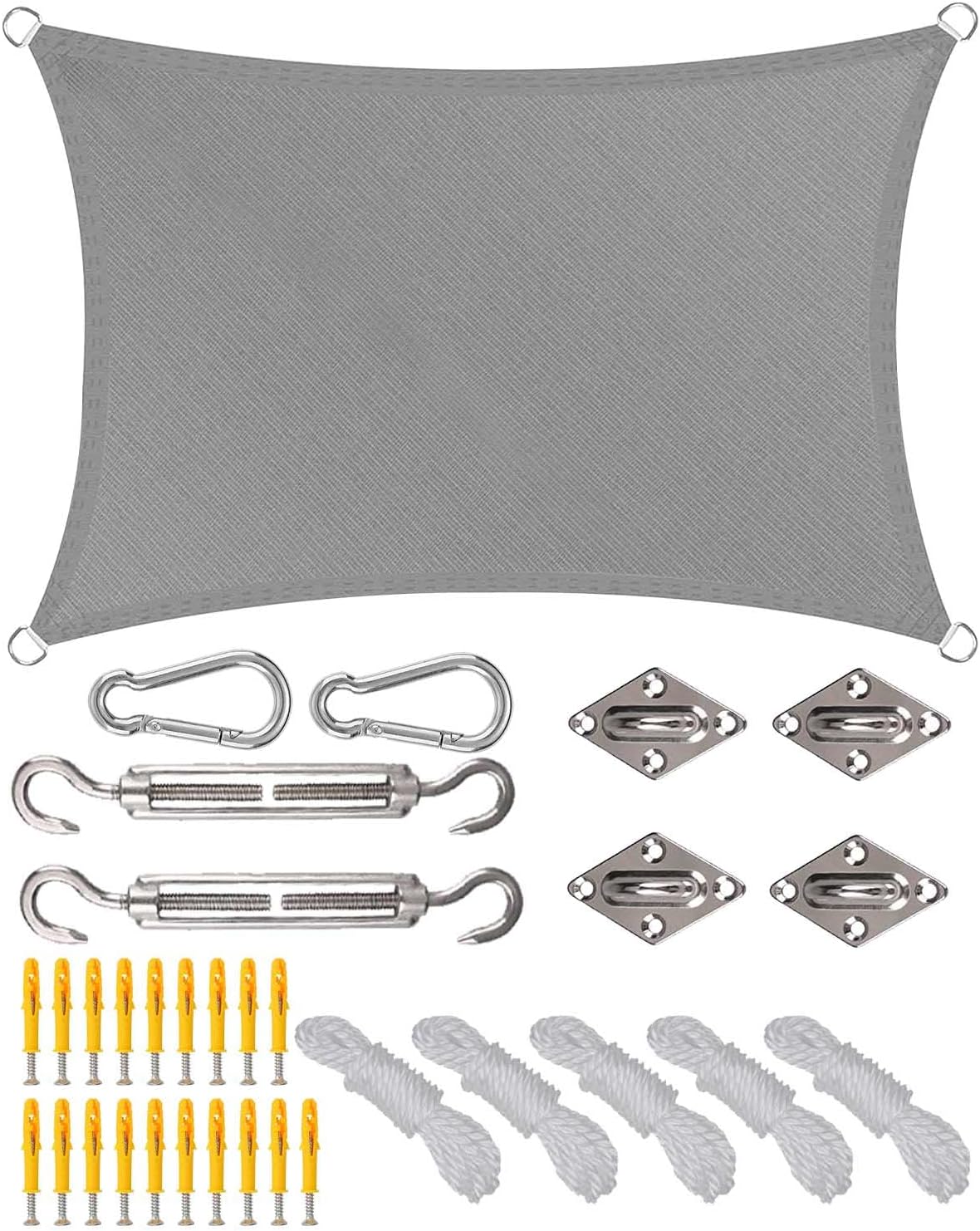 Garden Sun Shade Sail Canopy Waterproof 98 UV Block with Fixing Kit