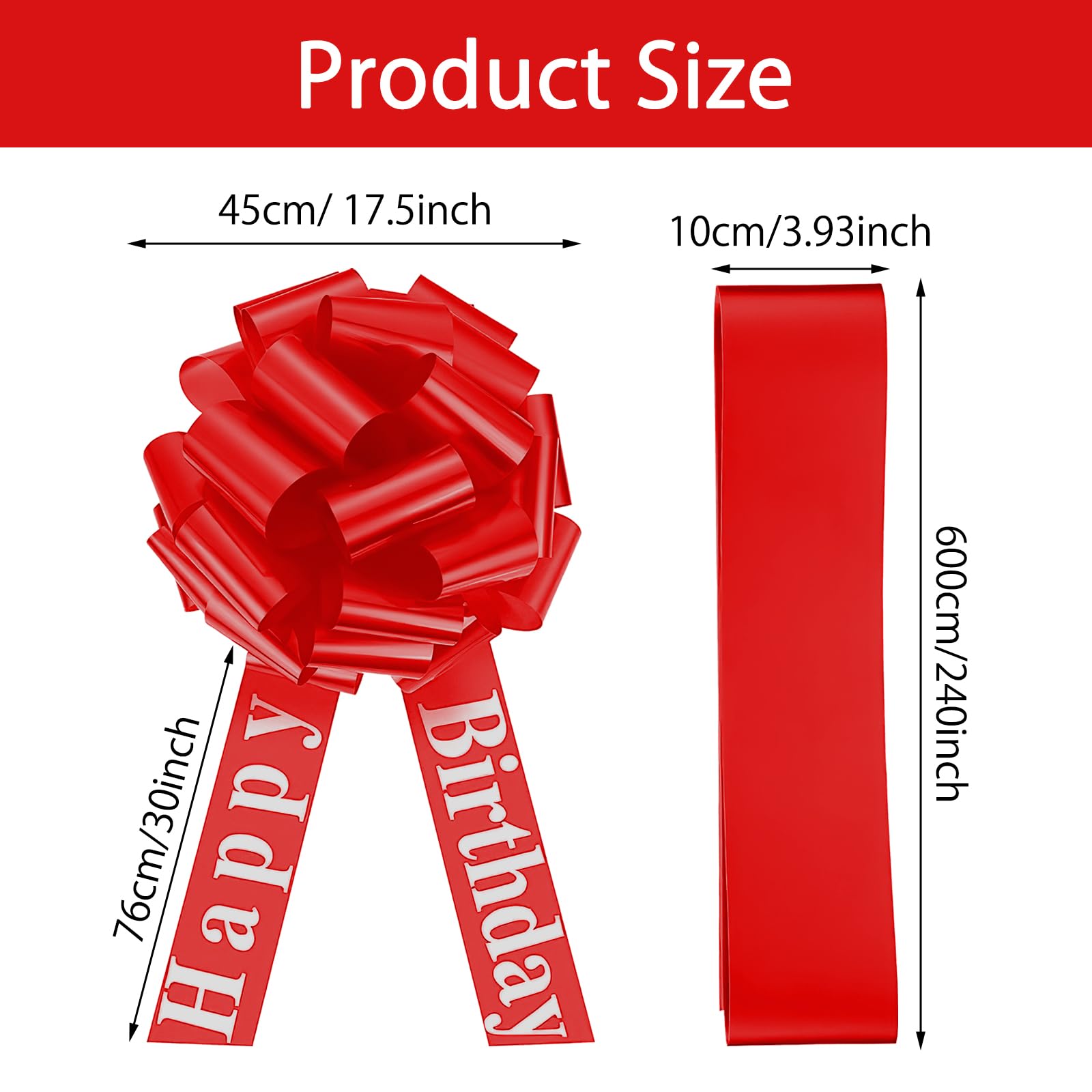 Fiocco Gigante Per Auto Rosso Da 46 Cm - Per Regali Extra Large E Decorazioni | Impermeabile E Facile Da Montare