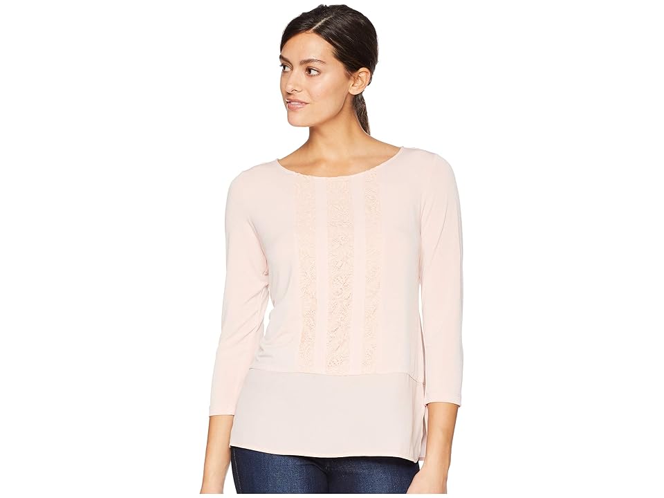 

Ivanka Trump Long Sleeve Knit Top w/ Lace Detail (Ballet) Women's Blouse