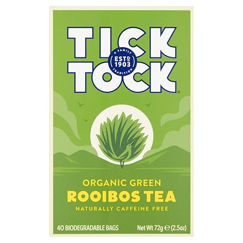 Miniatura 3 de TICK TOCK TEAS Naturally - Té verde de hierbas Red Bush sin cafeína, 40 unidades, té verde Rooibos orgánico, 2.5 onzas