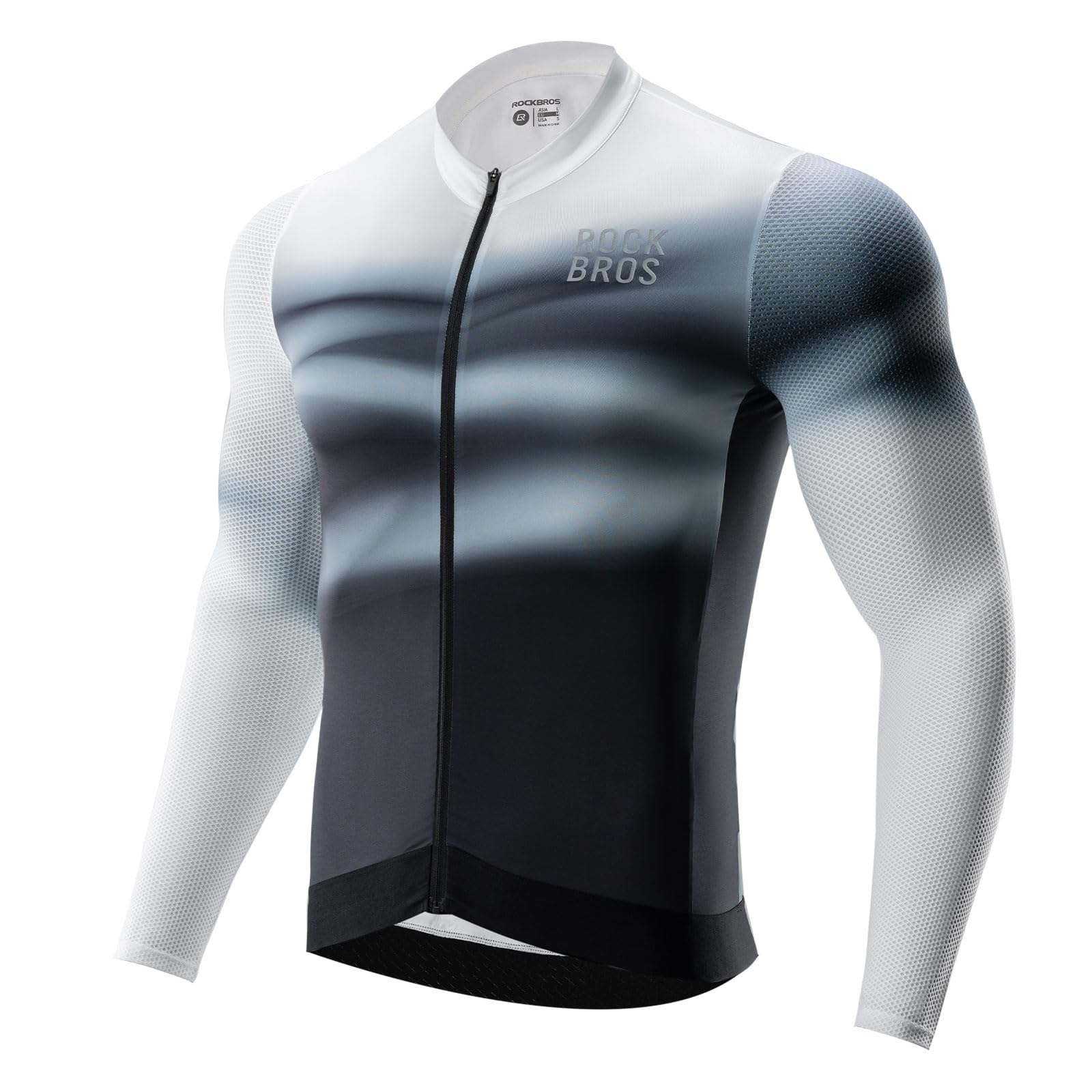 ROCKBROS Herren Radtrikot Langarm Fahrradtrikot Fahrrad Trikot für Radsport Radfahren MTB Rennrad Fahrradbekleidung Atmungsaktiv Schnell Trocknend