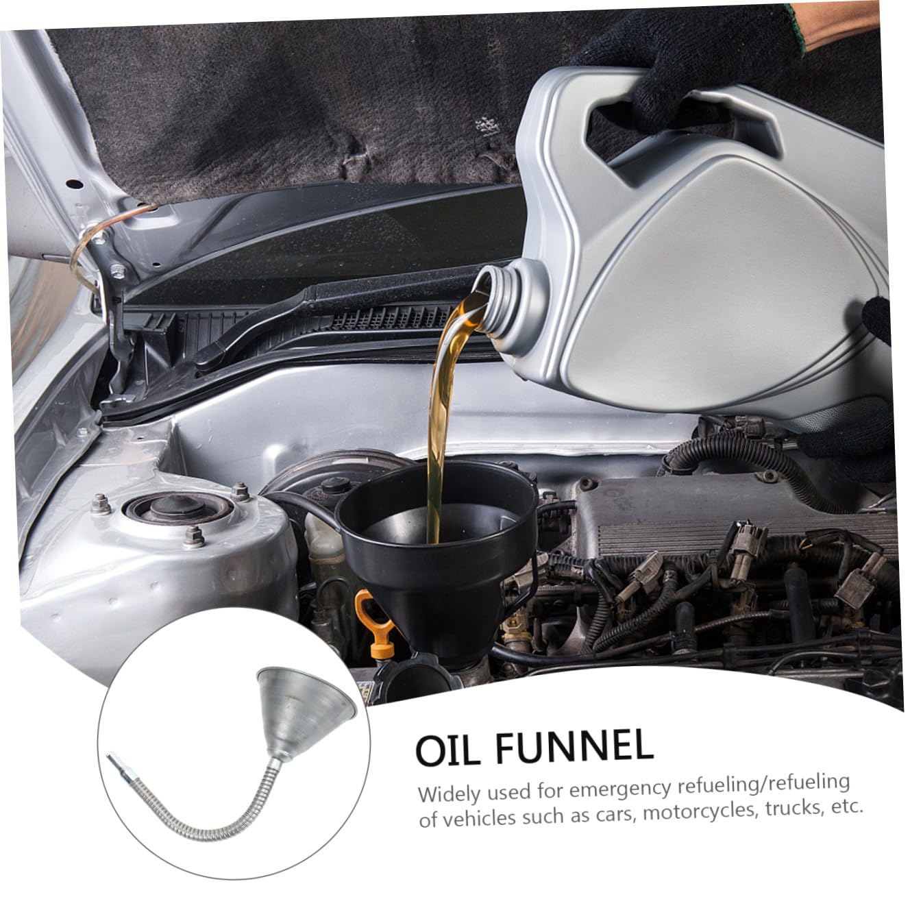 Embudo de Aceite de Hierro Flexible Automotriz Extra Largo