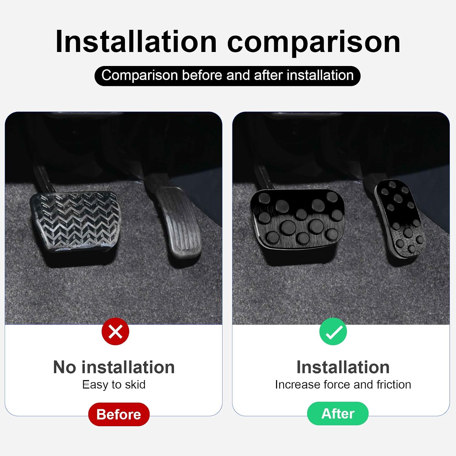 BOYUER 2PCS Anti-Slip No Drilling Aluminum Brake and Gas Accelerator Pedal Covers Foot Pedal Pads Kit For Toyota 2020-2026 Corolla,2019-2025 Corolla Hatchback(BLACK) image 4