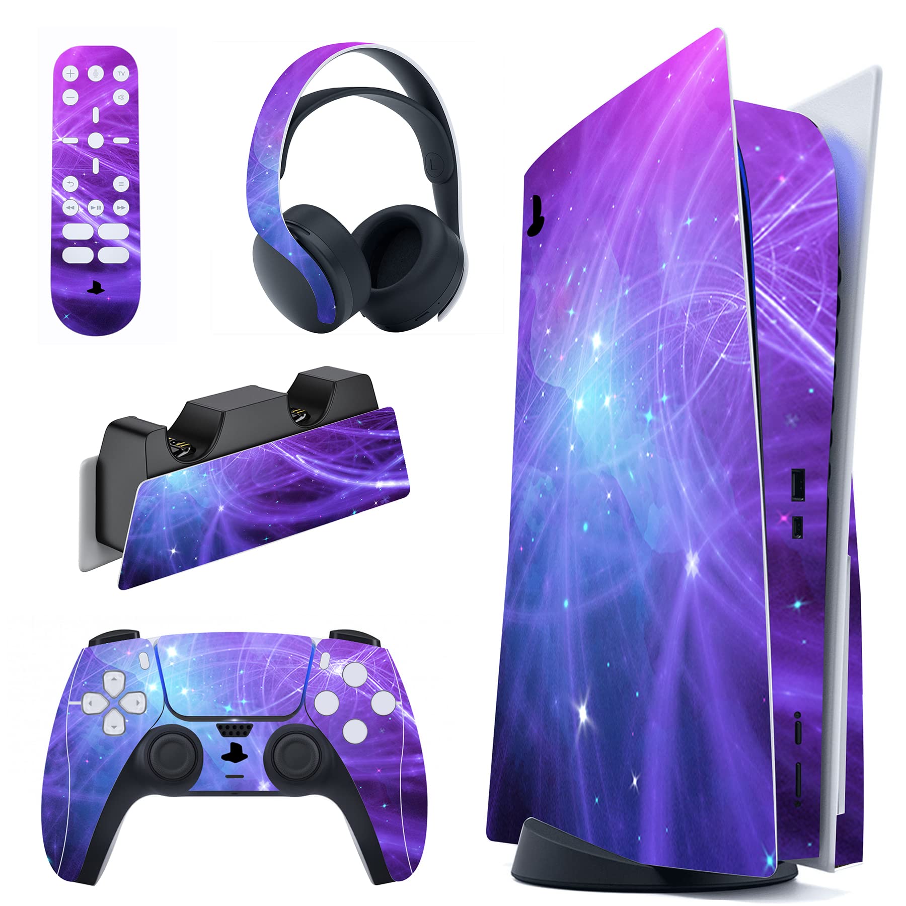 PlayVital Calcomanía Vinilo para ps5 Edición Disc - Pegatina Completa para Consola, Control, Estación de Recarga, Control Remoto y Audífonos, Skins Cubierta Protectora Adhesiva(Grano de Madera) — view 42