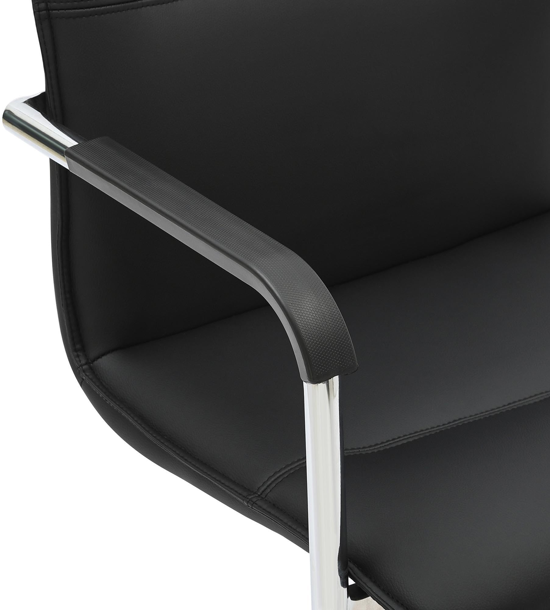 CLP Sillas Cantilever Juego de 2 con Reposabrazos Seattle, Sillas de Comedor Modernas Tapizadas con Cuero Sintético, Negro
